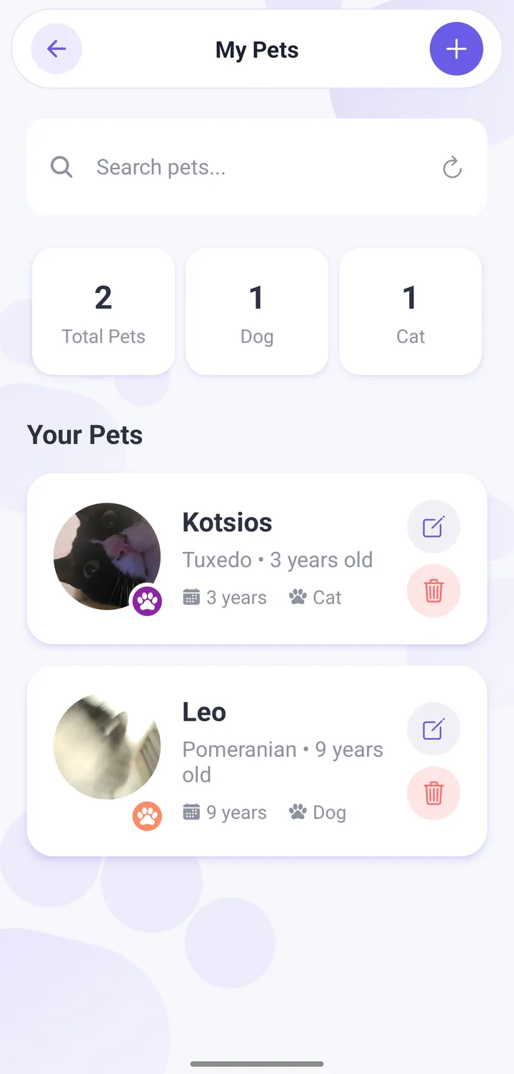 Petsly pet profiles